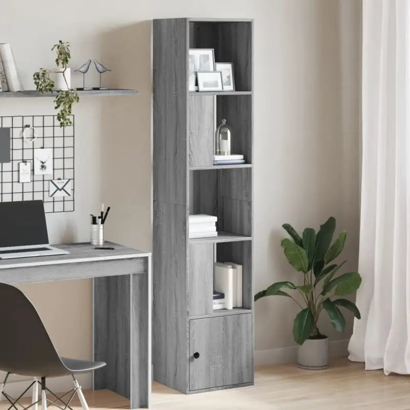 Boekenkast van bewerkt hout met duurzame opbergruimte voor thuis of kantoor - Grijs sonoma / 1 / 40 cm - Boekenkasten