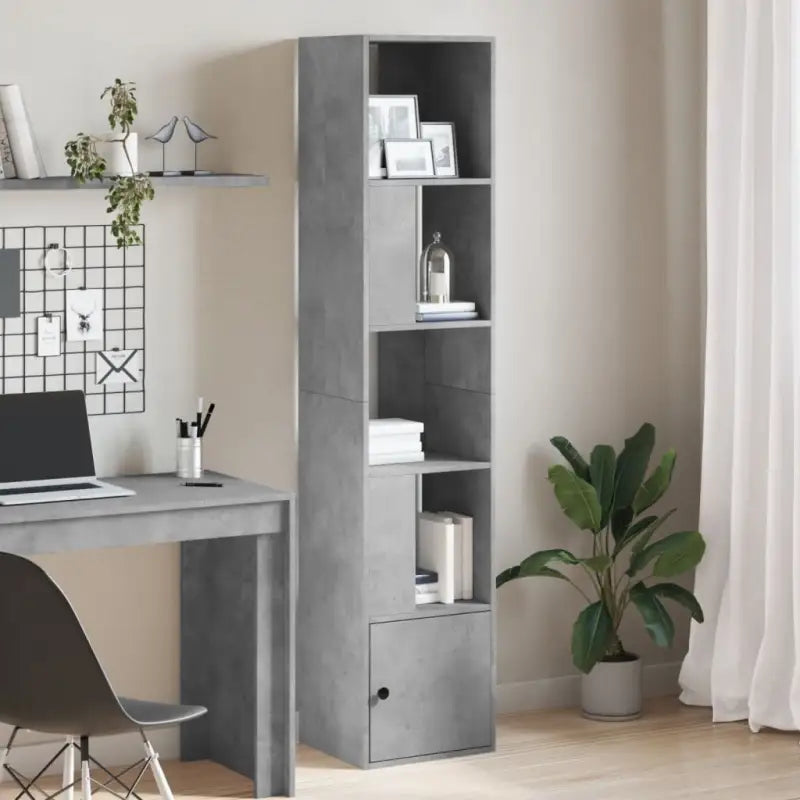 Boekenkast van bewerkt hout met duurzame opbergruimte voor thuis of kantoor - Betongrijs / 1 / 40 cm - Boekenkasten