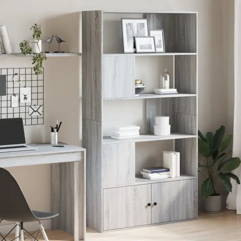 Boekenkast van bewerkt hout met duurzame opbergruimte voor thuis of kantoor - Grijs sonoma / 1 / 100 cm - Boekenkasten