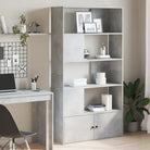 Boekenkast van bewerkt hout met duurzame opbergruimte voor thuis of kantoor - Betongrijs / 1 / 100 cm - Boekenkasten