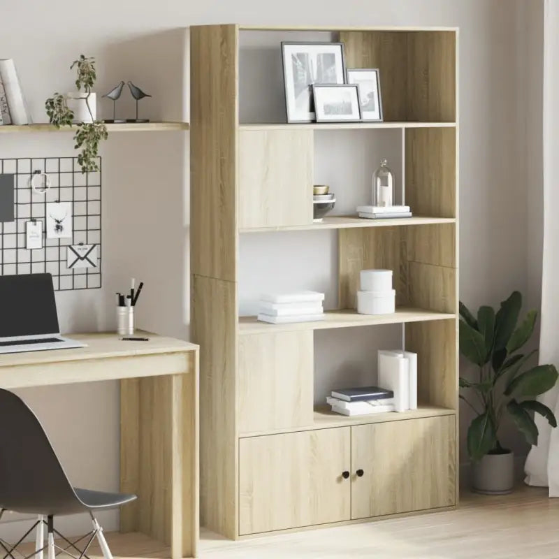 Boekenkast van bewerkt hout met duurzame opbergruimte voor thuis of kantoor - Sonoma eiken / 1 / 100 cm - Boekenkasten