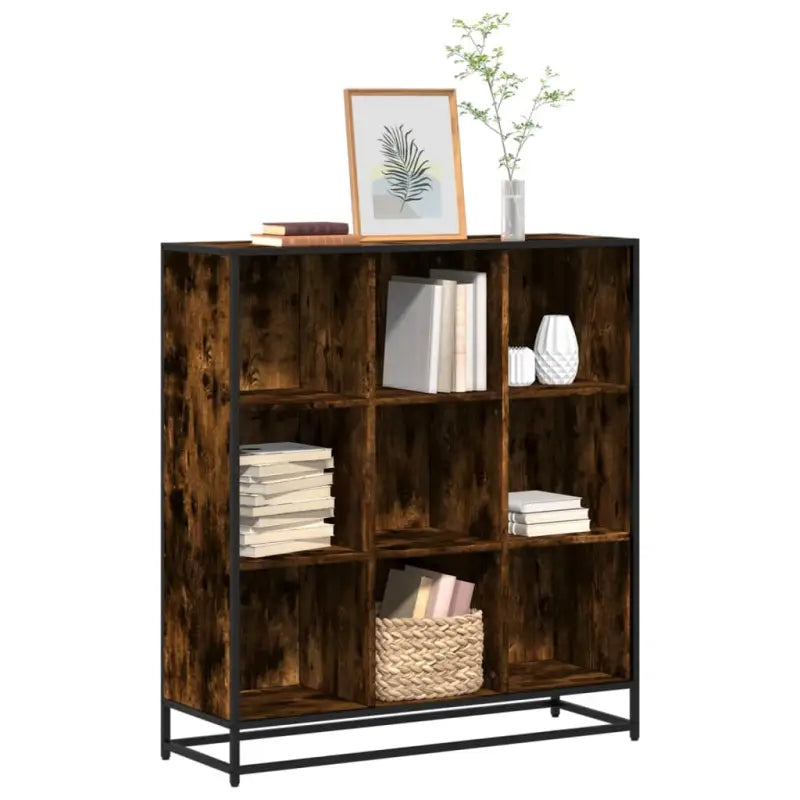 Boekenkast van bewerkt hout met industrieel metalen frame - Gerookt eiken / 97.5 x 33 x 107.5 cm / 1 - Boekenkasten