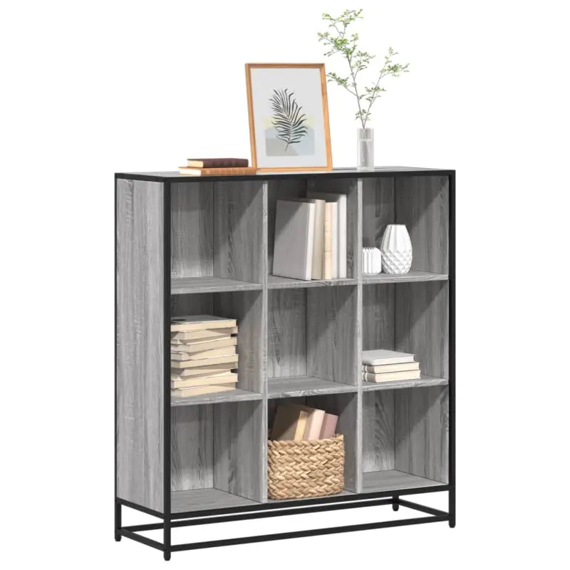 Boekenkast van bewerkt hout met industrieel metalen frame - Grijs sonoma / 97.5 x 33 x 107.5 cm / 1 - Boekenkasten