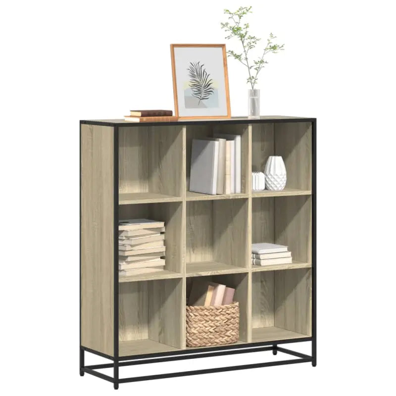 Boekenkast van bewerkt hout met industrieel metalen frame - Sonoma eiken / 97.5 x 33 x 107.5 cm / 1 - Boekenkasten