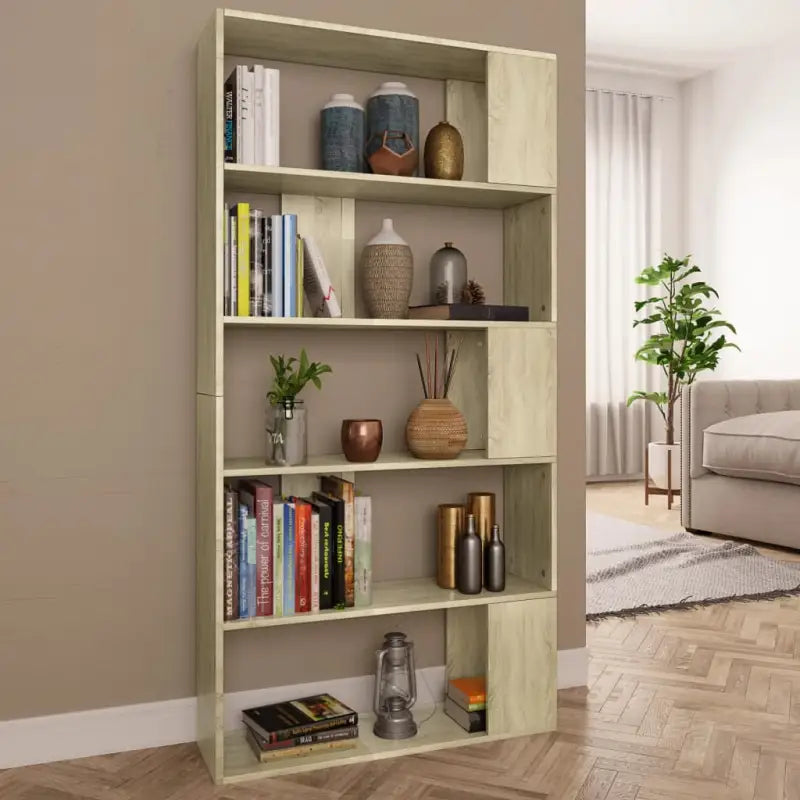 Boekenkast van bewerkt hout met klassiek en strak design - Sonoma eiken / 1 - Boekenkasten