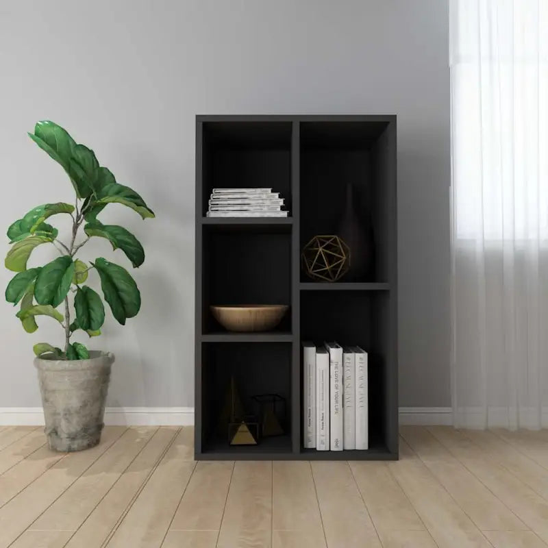 Boekenkast van bewerkt hout met klassiek en strak ontwerp - Zwart / 1 - Boekenkasten