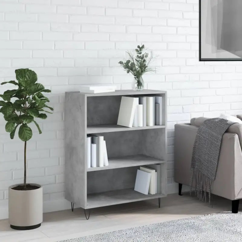 Boekenkast van bewerkt hout met moderne uitstraling - Betongrijs / 1 - Boekenkasten