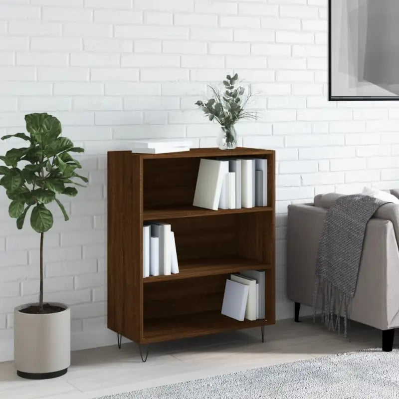 Boekenkast van bewerkt hout met moderne uitstraling - bruin eikenkleur / 1 - Boekenkasten