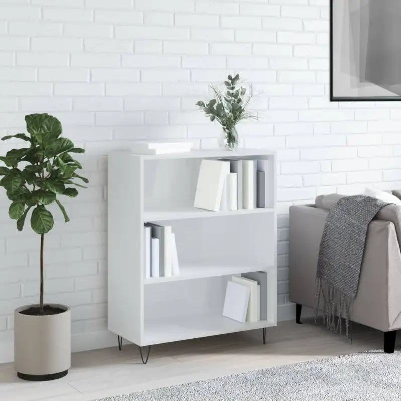 Boekenkast van bewerkt hout met moderne uitstraling - Hoogglans wit / 1 - Boekenkasten