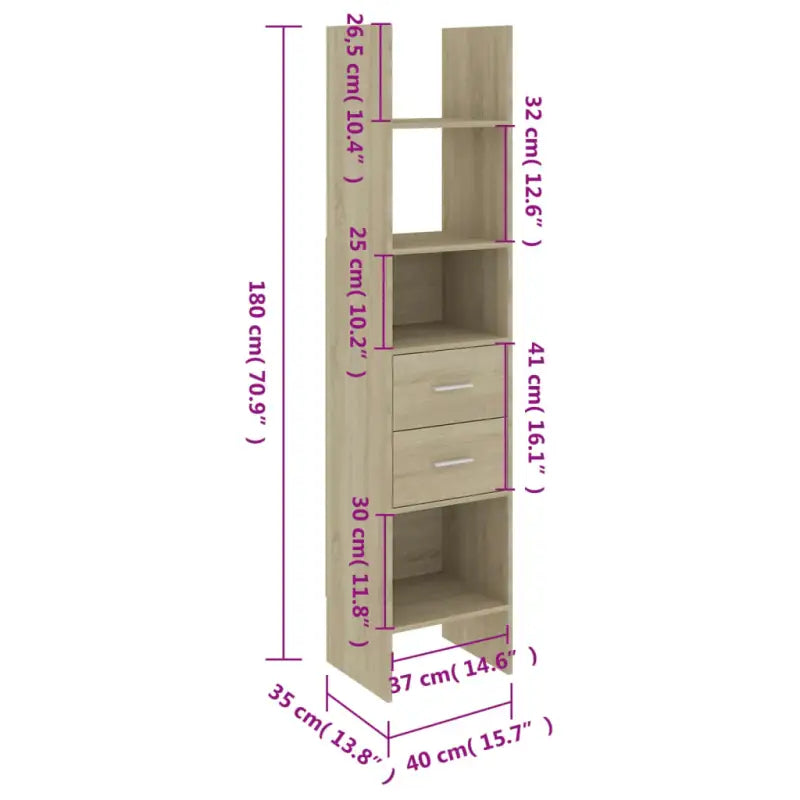 Boekenkast van bewerkt hout met moderne uitstraling - Sonoma eiken / 1 - Boekenkasten