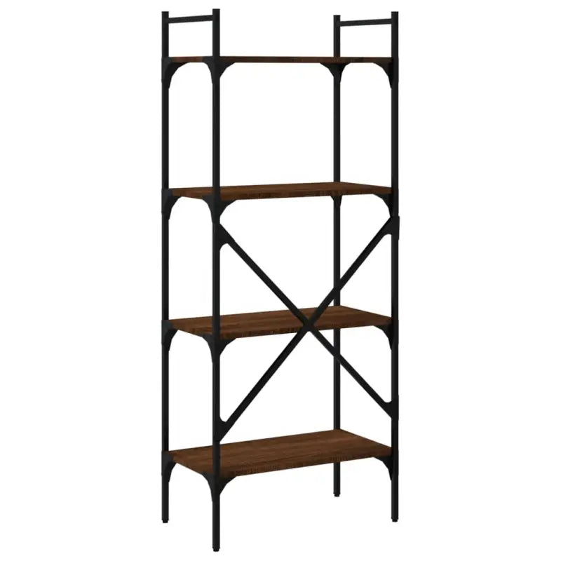 Boekenkast van bewerkt hout met robuust stalen frame - Boekenkasten