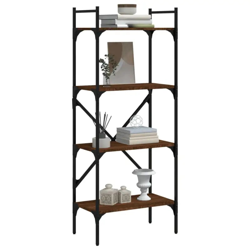Boekenkast van bewerkt hout met robuust stalen frame - Boekenkasten