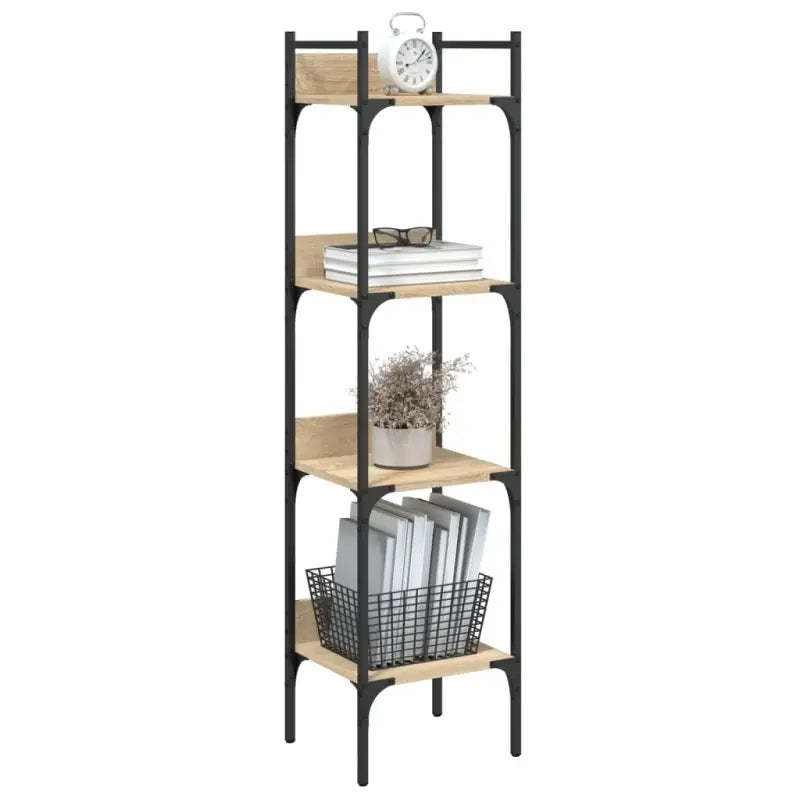 Boekenkast van bewerkt hout met stevige constructie in Sonoma Eiken - Sonoma eiken / 1 / 138.5 cm - Boekenkasten