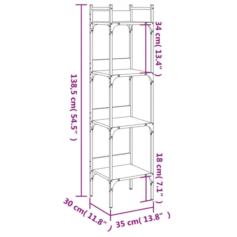 Boekenkast van bewerkt hout met stevige constructie in Sonoma Eiken - Sonoma eiken / 1 / 138.5 cm - Boekenkasten
