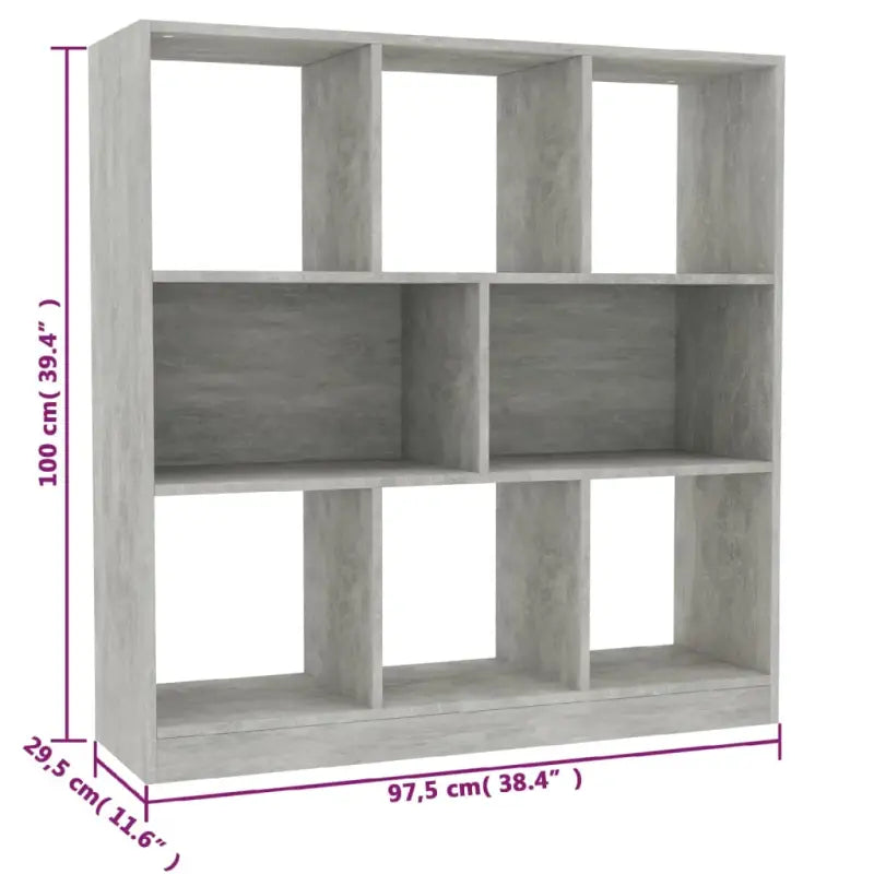 Boekenkast van bewerkt hout met strak en klassiek ontwerp - Betongrijs / 1 - Boekenkasten
