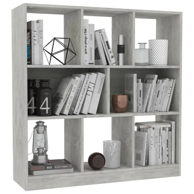 Boekenkast van bewerkt hout met strak en klassiek ontwerp - Betongrijs / 1 - Boekenkasten
