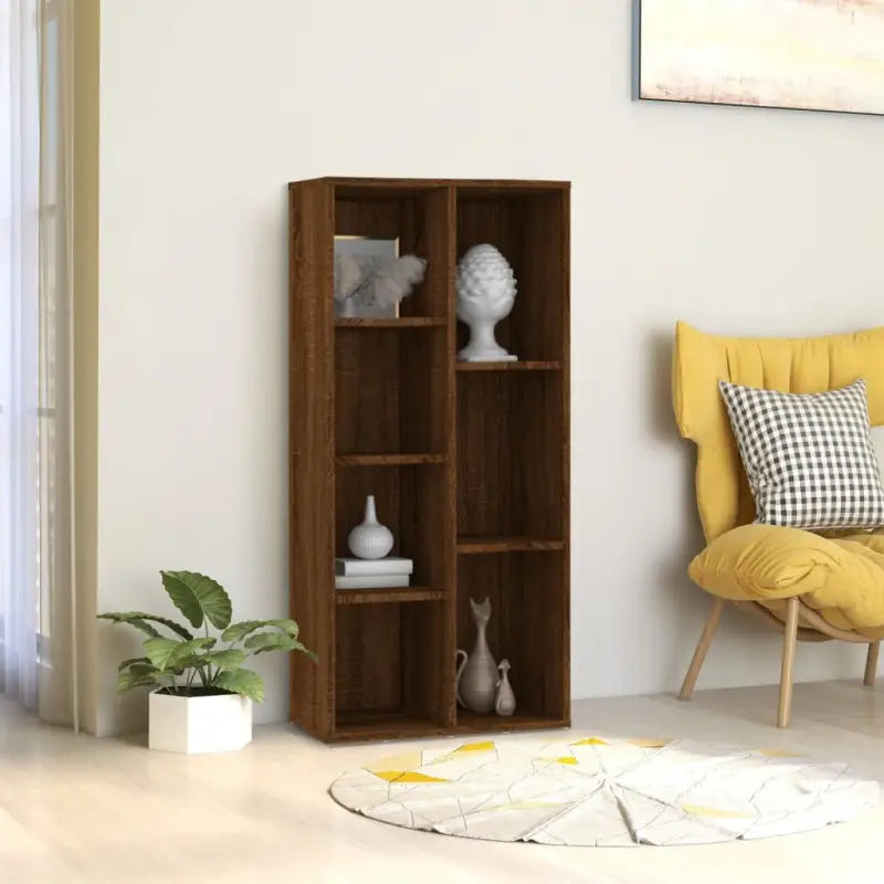 Boekenkast van bewerkt hout met strak en klassiek ontwerp - bruin eikenkleur / 1 - Boekenkasten