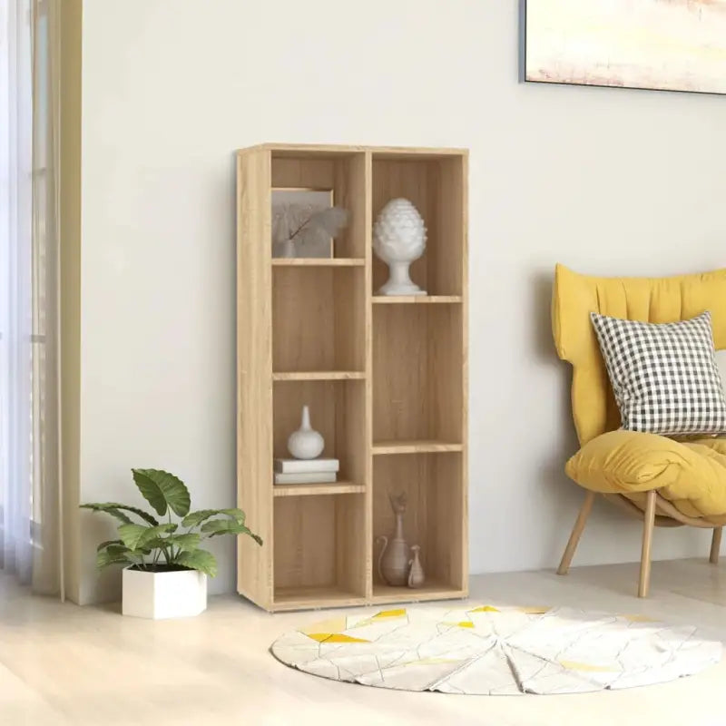 Boekenkast van bewerkt hout met strak en klassiek ontwerp - Sonoma eiken / 1 - Boekenkasten