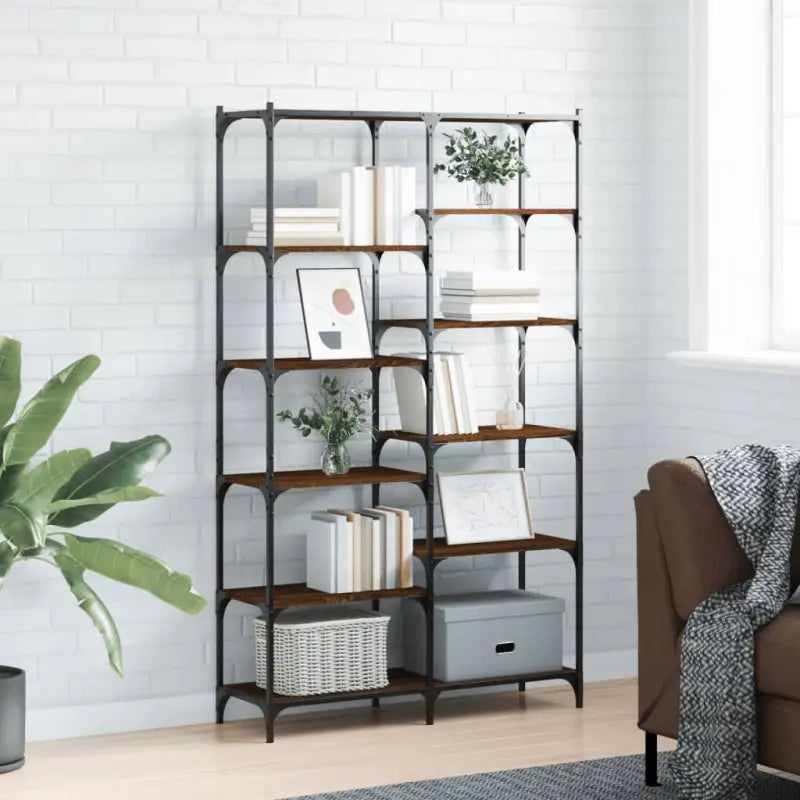 Boekenkast van bewerkt hout met verstelbare poten voor extra opbergruimte - Bruineiken / 1 - Boekenkasten