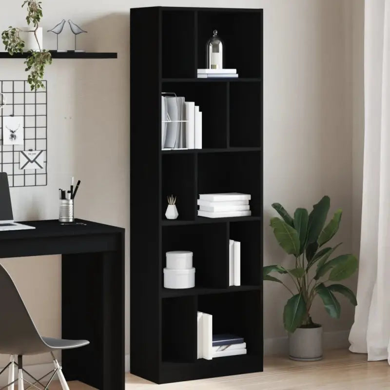 Boekenkast van bewerkt hout voor extra opbergruimte in huis of kantoor - Zwart / 1 / 174 cm - Boekenkasten
