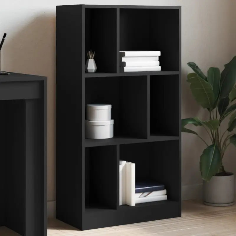 Boekenkast van bewerkt hout voor extra opbergruimte in huis of kantoor - Zwart / 1 / 107.5 cm - Boekenkasten