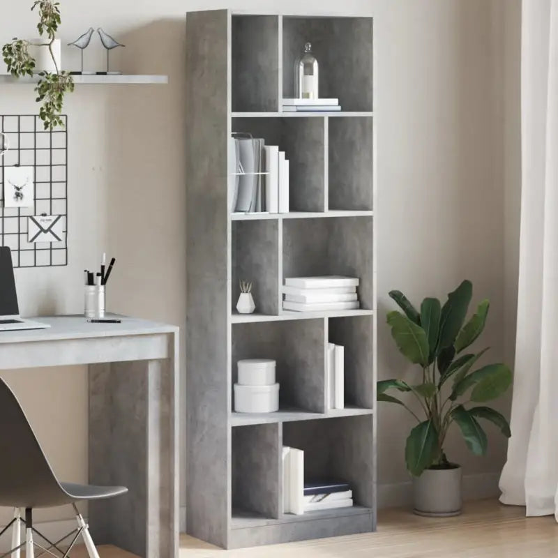 Boekenkast van bewerkt hout voor extra opbergruimte in huis of kantoor - Betongrijs / 1 / 174 cm - Boekenkasten