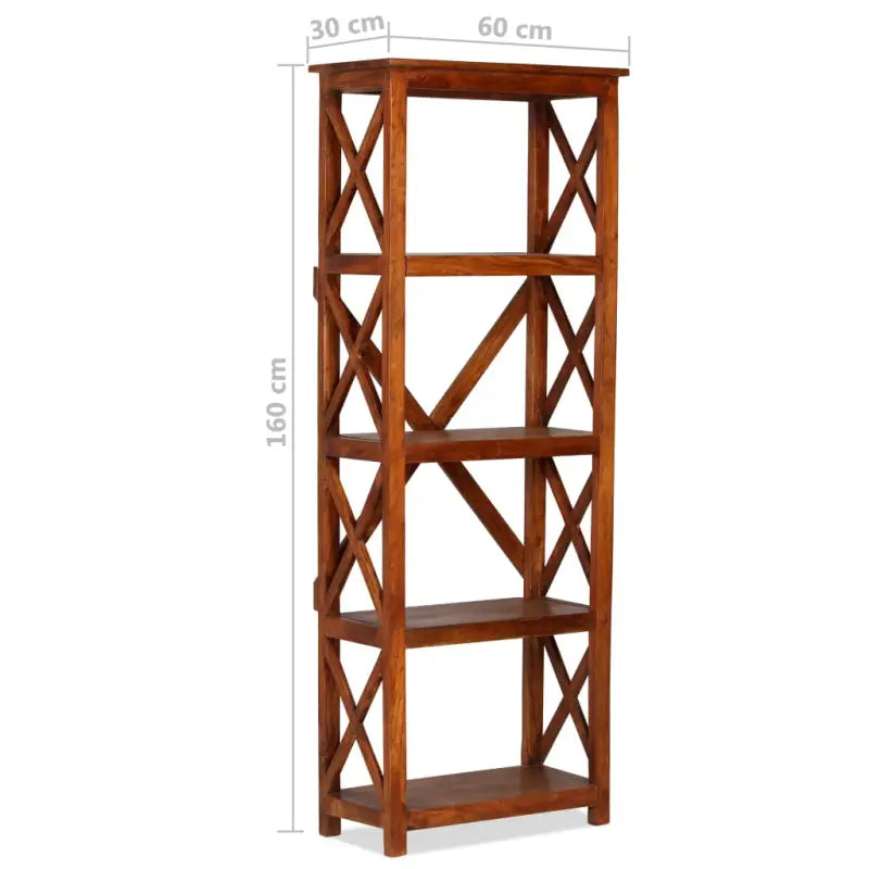 Boekenkast van massief acaciahout met honingkleurige afwerking - 60 x 30 x 160 cm / 1 - Boekenkasten