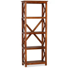 Boekenkast van massief acaciahout met honingkleurige afwerking - 60 x 30 x 160 cm / 1 - Boekenkasten