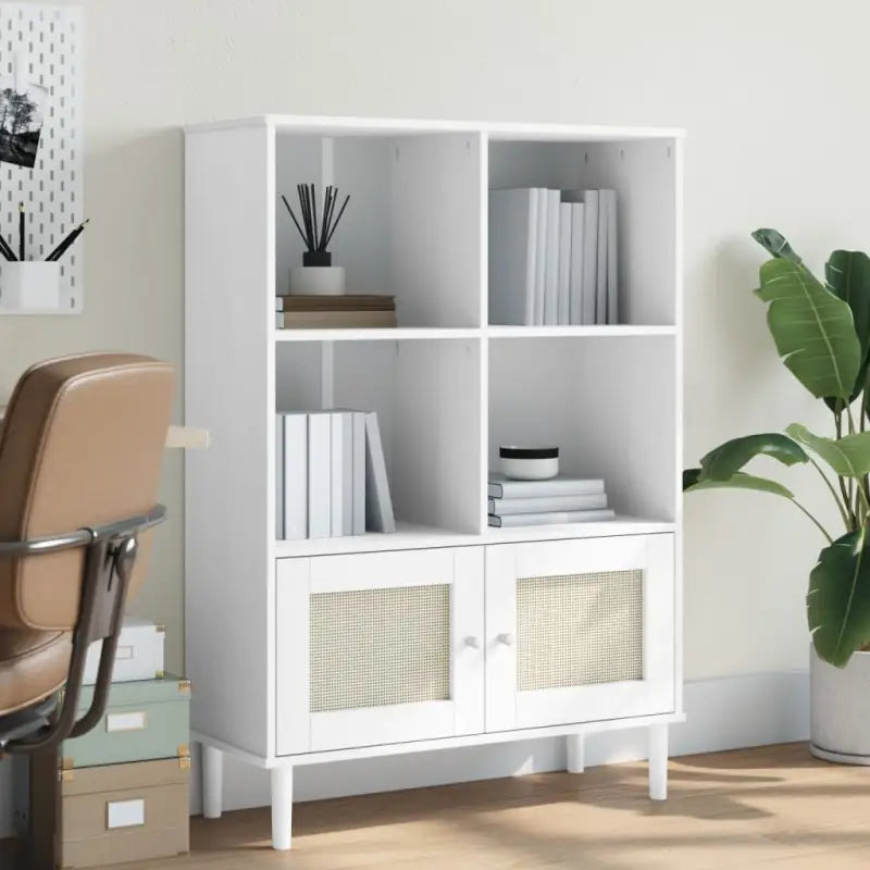 Boekenkast van massief grenenhout met decoratieve uitstraling - Wit / 1 - Boekenkasten
