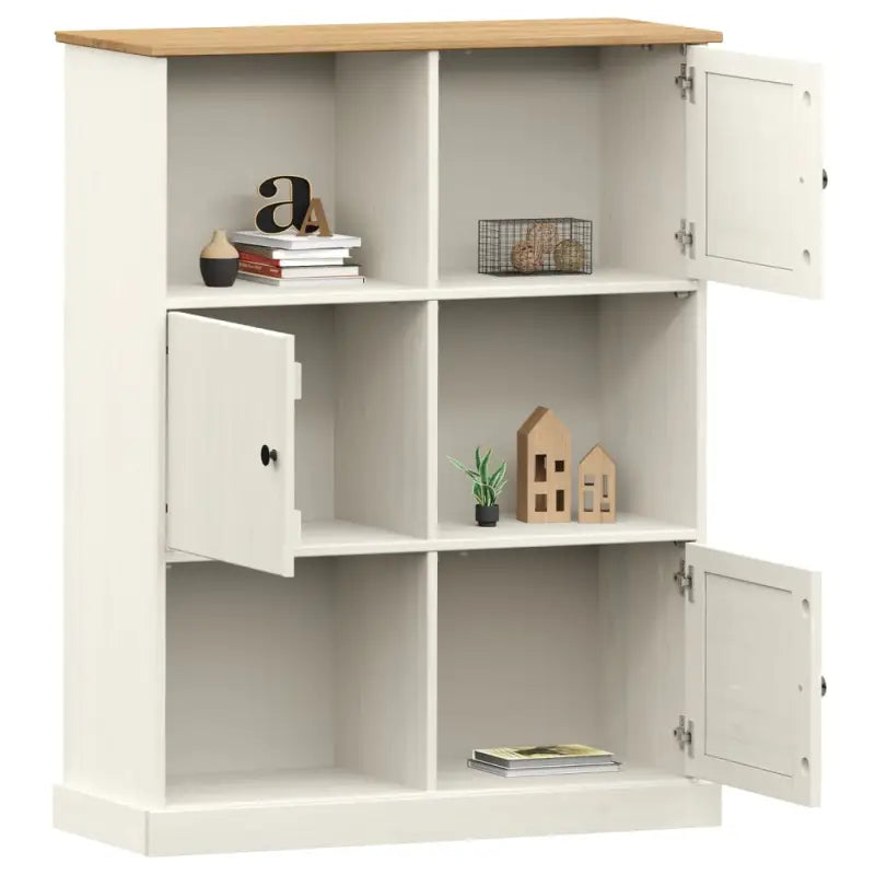 Boekenkast van massief grenenhout met metalen knoppen voor een rustieke uitstraling - Boekenkasten