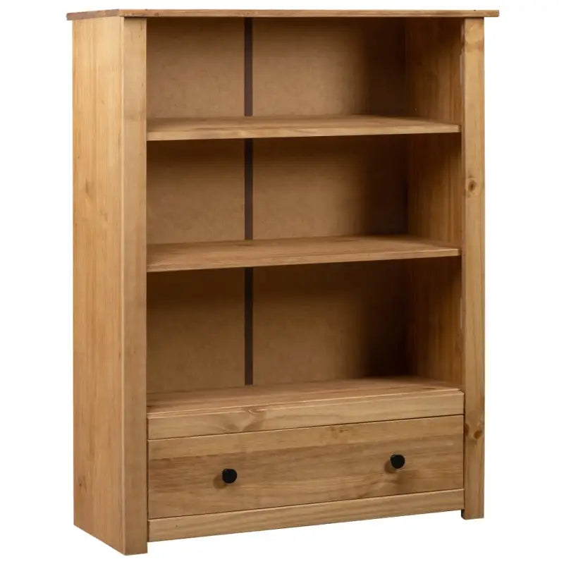 Boekenkast van massief grenenhout met ruime lade en stabiliteitsopties - Bruin / 1 - Boekenkasten
