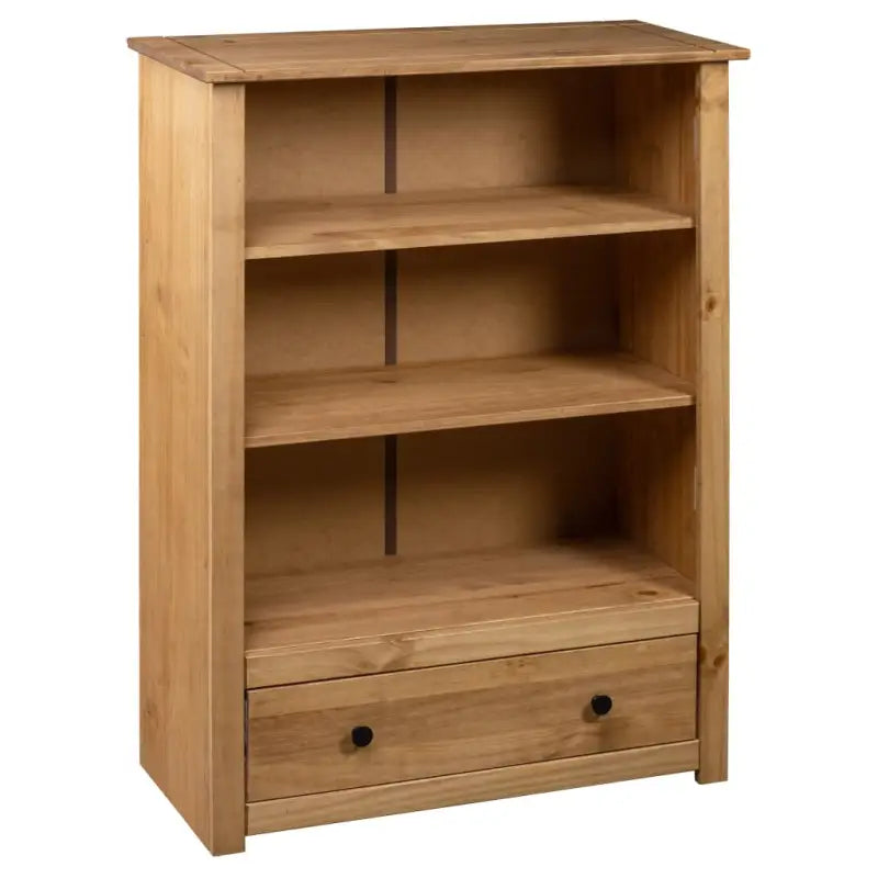 Boekenkast van massief grenenhout met ruime lade en stabiliteitsopties - Bruin / 1 - Boekenkasten