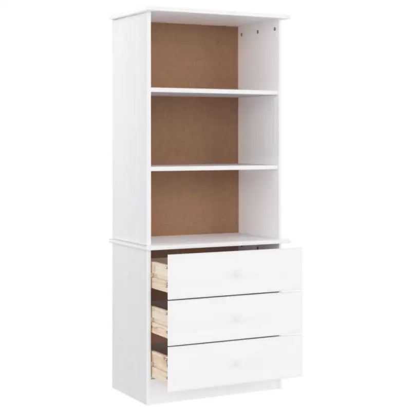 Boekenkast van massief grenenhout met ruime laden en afmetingen - Wit / 1 - Boekenkasten