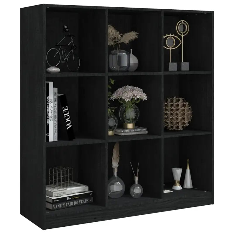 Boekenkast van massief grenenhout met strak design voor in je interieur - Zwart / 1 - Boekenkasten