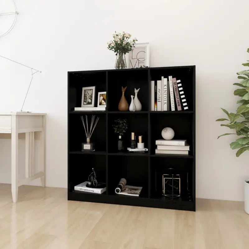 Boekenkast van massief grenenhout met strak design voor in je interieur - Zwart / 1 - Boekenkasten
