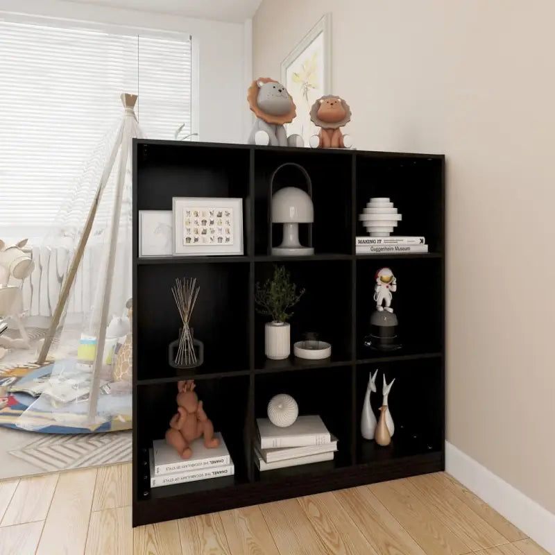 Boekenkast van massief grenenhout met strak design voor in je interieur - Zwart / 1 - Boekenkasten