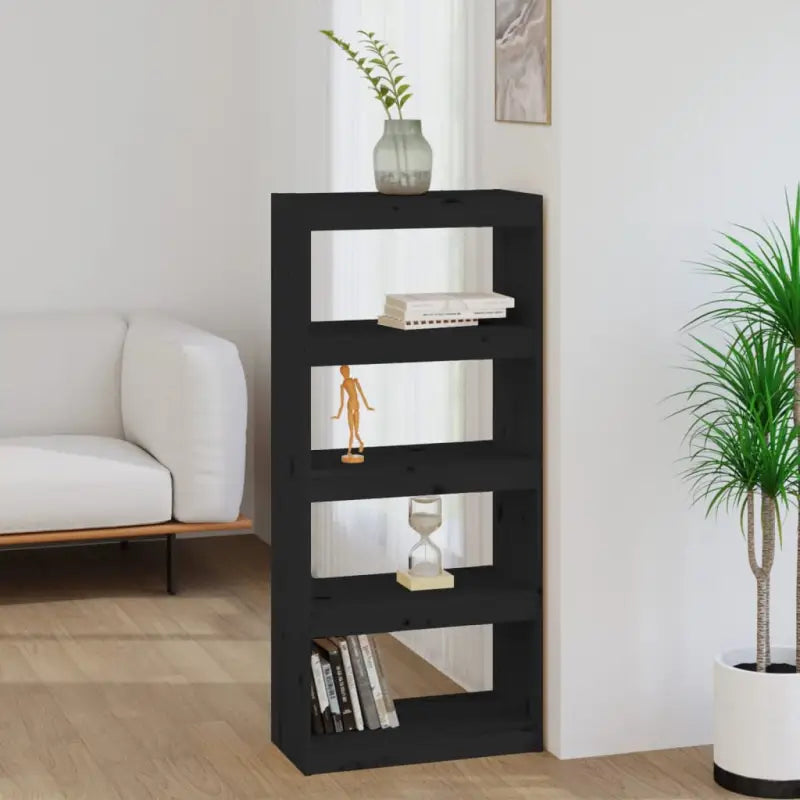 Boekenkast van massief grenenhout met strak en elegant ontwerp - Zwart / 1 / 135.5 cm - Boekenkasten