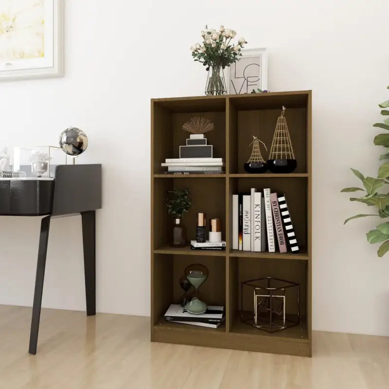 Boekenkast van massief grenenhout voor een eenvoudige uitstraling - Honingbruin / 1 - Boekenkasten
