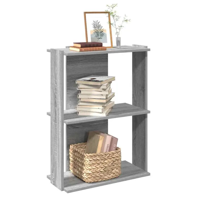 Boekenkast van massief teakhout met bewerkt hout voor stijl en organisatie - Grijs sonoma / 60 x 30 x 80 cm / 1