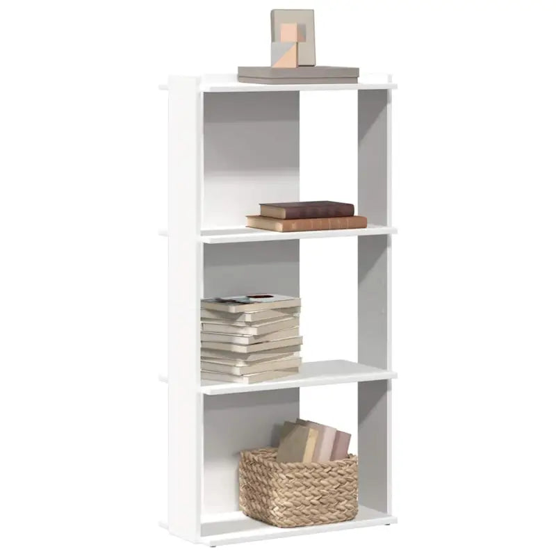 Boekenkast van massief teakhout met bewerkt hout voor stijl en organisatie - Wit / 60 x 30 x 120 cm / 1 - Boekenkasten