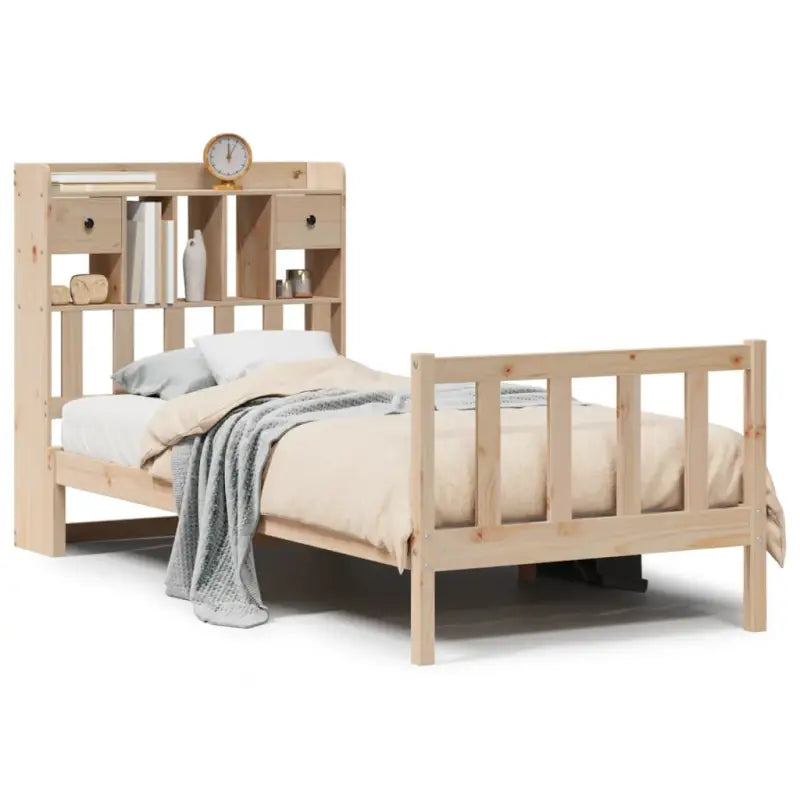 Boekenkastbed in massief grenenhout met grote totale afmetingen - Bedden & bedframes
