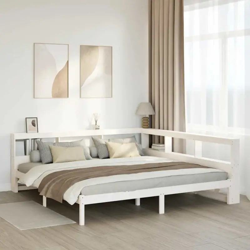 Boekenkastbed in massief grenenhout met handige opbergruimte - Wit / 180 x 200 cm - Bedden & bedframes