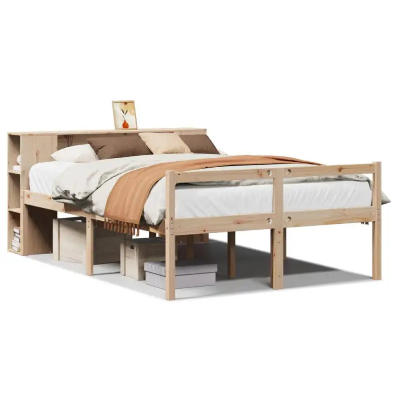 Boekenkastbed in massief grenenhout met ideale totale afmetingen - Bedden & bedframes