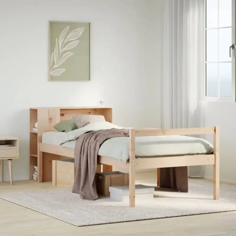 Boekenkastbed in massief grenenhout met ideale totale afmetingen - Naturel / 90 x 200 cm - Bedden & bedframes