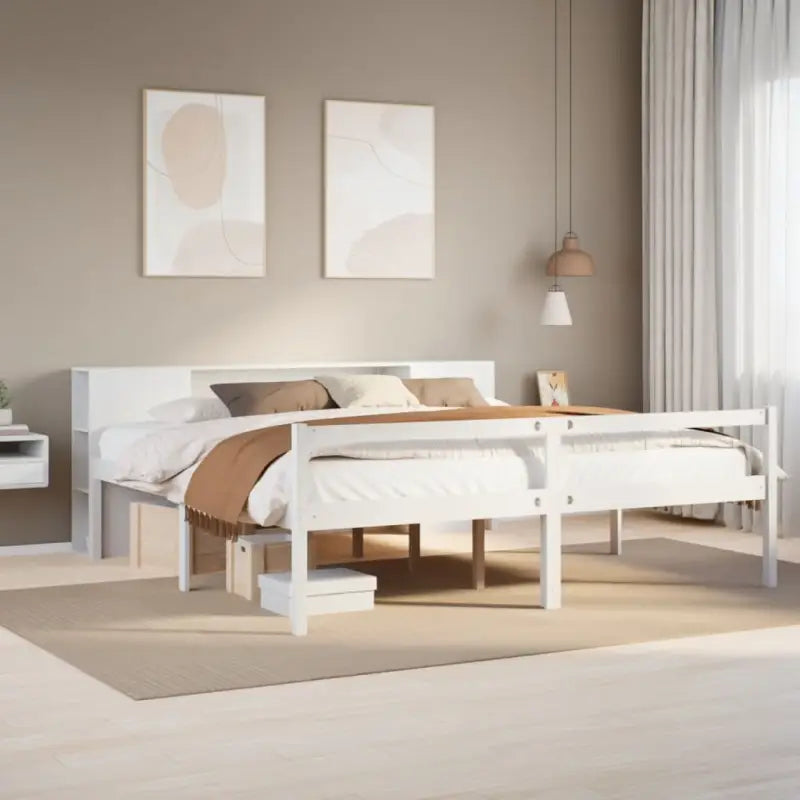 Boekenkastbed in massief grenenhout met ideale totale afmetingen - Wit / 180 x 200 cm - Bedden & bedframes