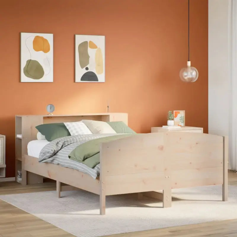 Boekenkastbed in massief grenenhout met optimale totale afmetingen - Naturel / 150 x 200 cm - Bedden & bedframes