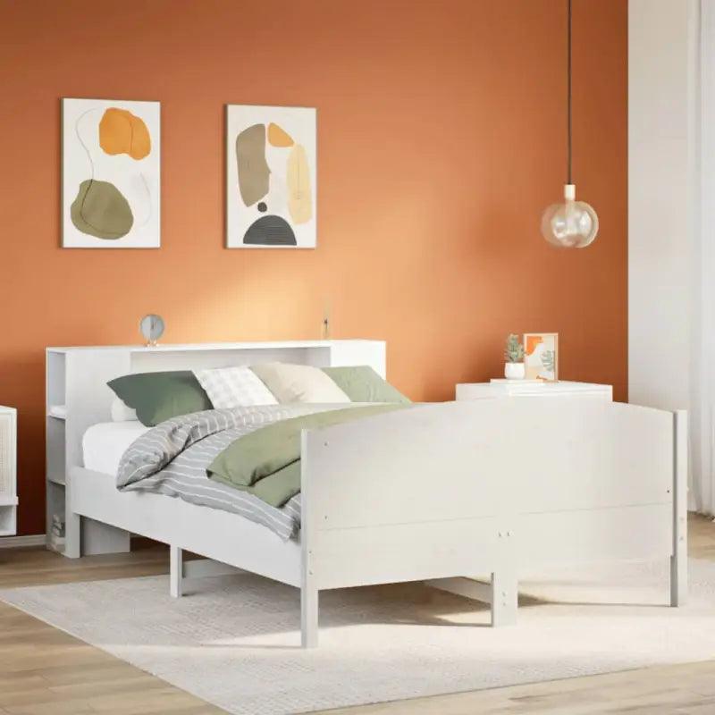 Boekenkastbed in massief grenenhout met optimale totale afmetingen - Wit / 160 x 200 cm - Bedden & bedframes