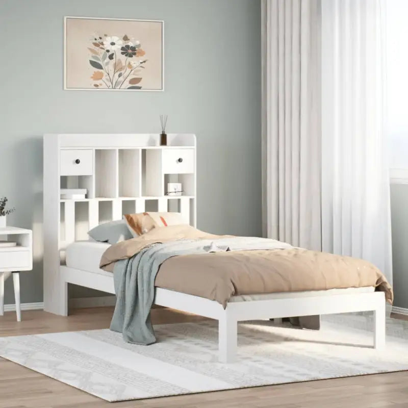 Boekenkastbed in massief grenenhout met optimale totale afmetingen - Wit / 100 x 200 cm - Bedden & bedframes