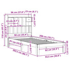 Boekenkastbed in massief grenenhout met optimale totale afmetingen - Bedden & bedframes