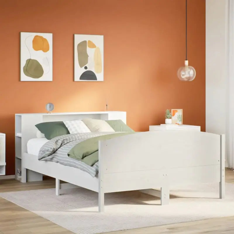 Boekenkastbed in massief grenenhout met optimale totale afmetingen - Wit / 150 x 200 cm - Bedden & bedframes